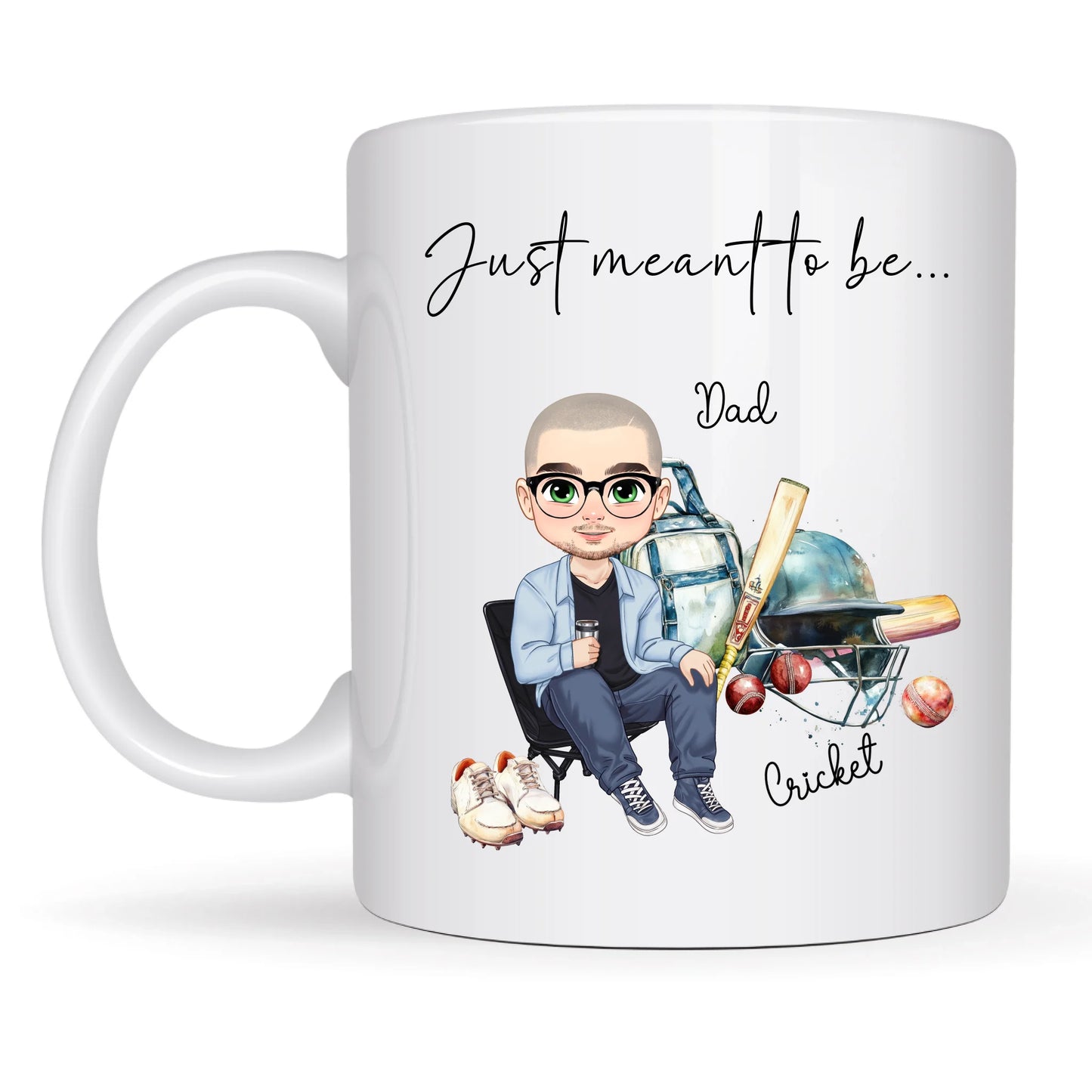 Mug for cricketer with cricket gear design