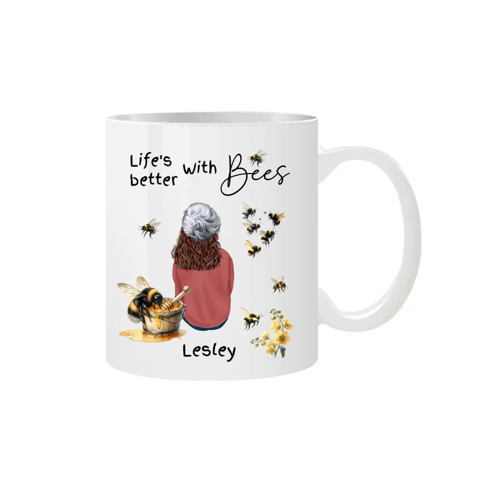 Personalised mug with bee design