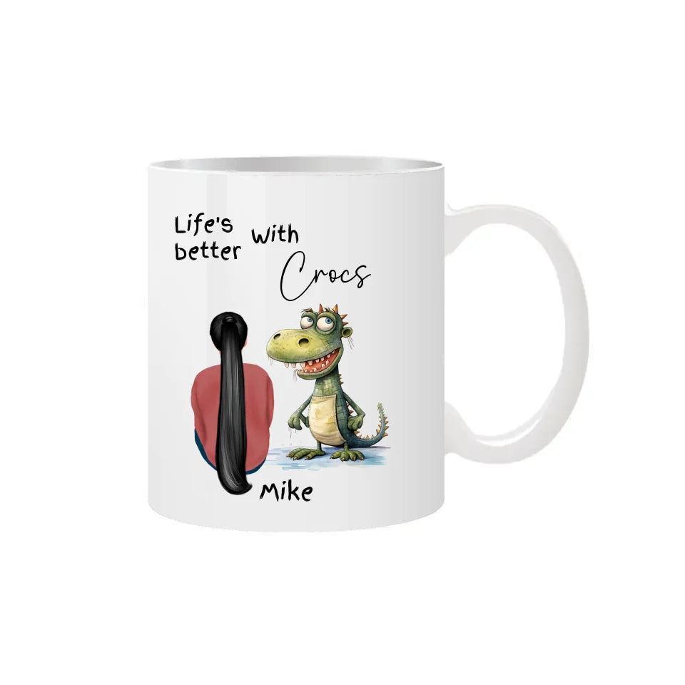 Unique crocodile coffee mug with custom features