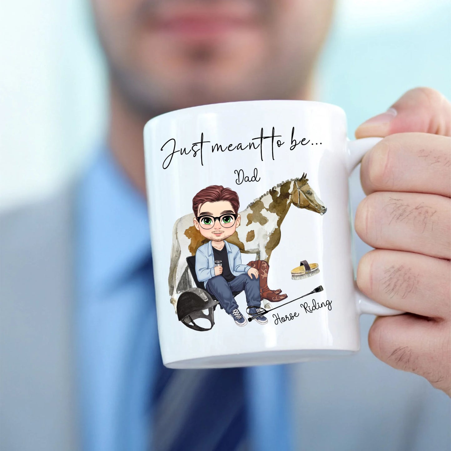 horse riding mug