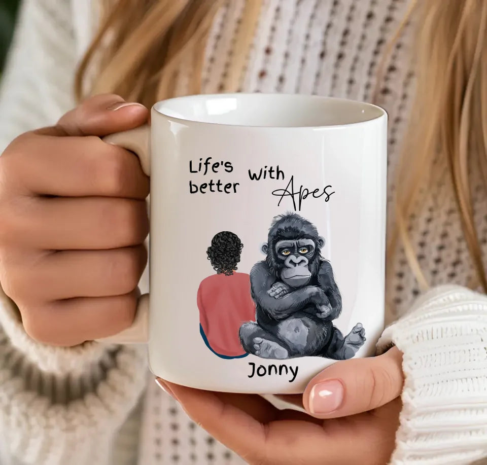 Customisable ape-themed coffee mug