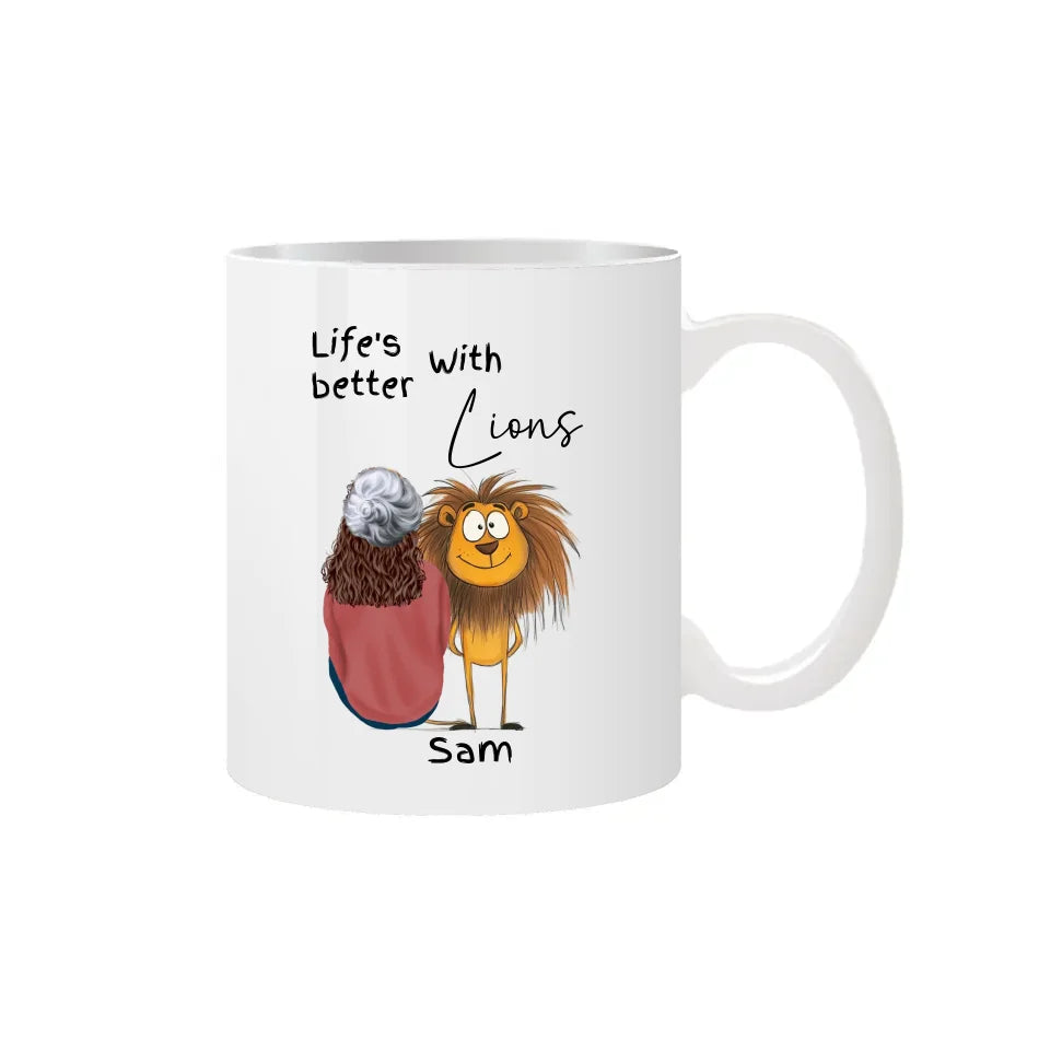 Customised animal mug for lion fans