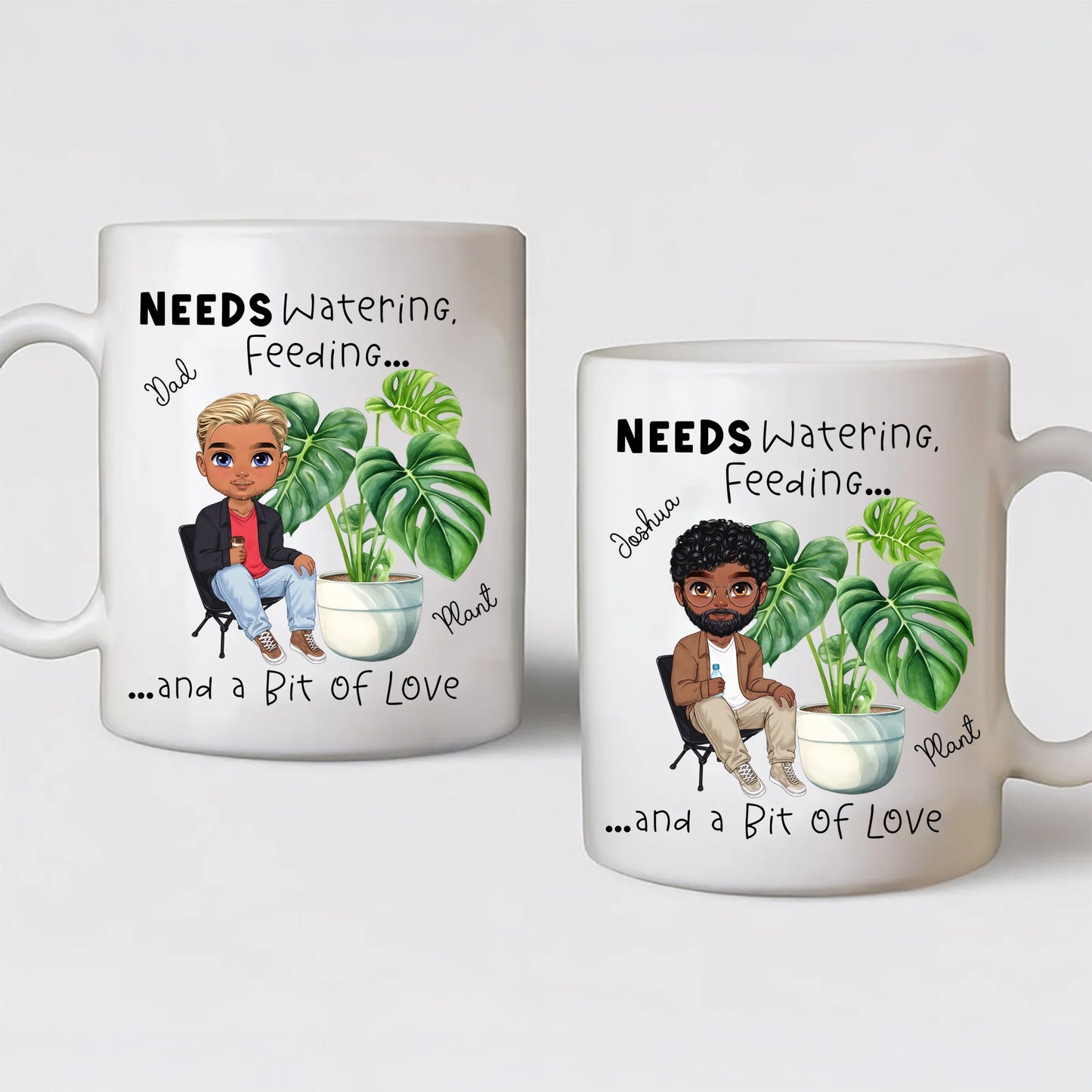 Personalised plant lover mug with custom chibi character