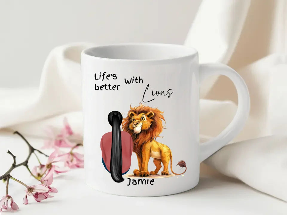 Quirky lion design mug