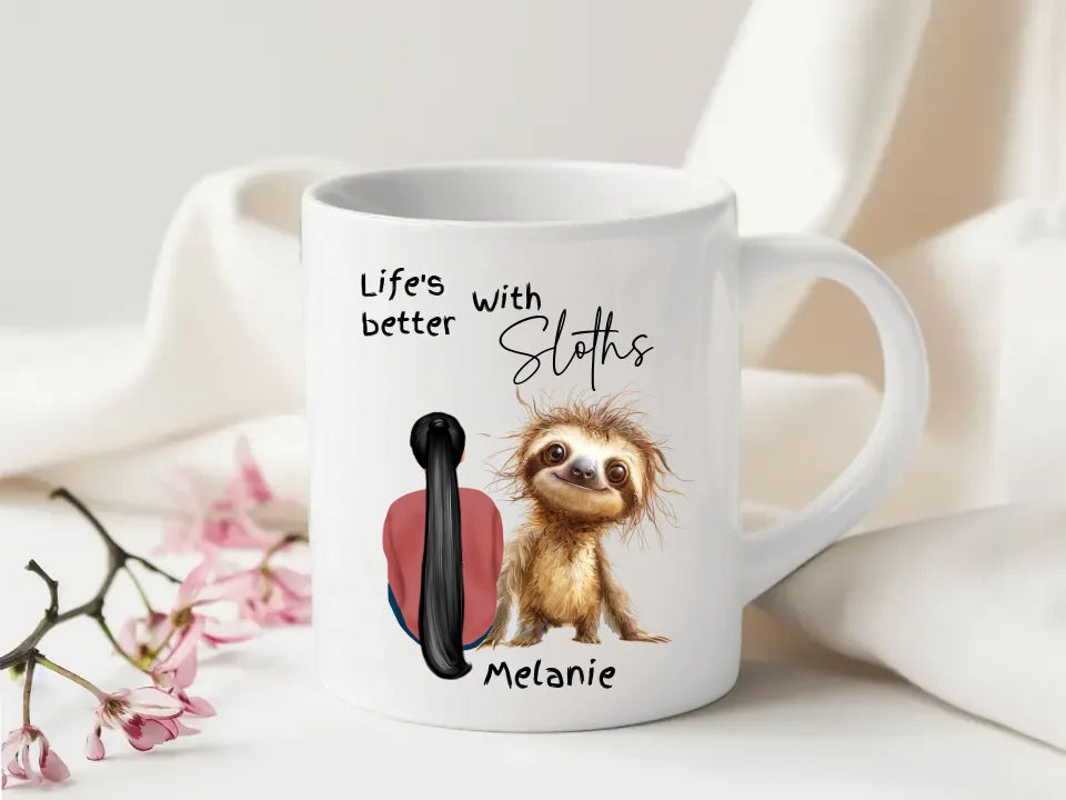 Funny sloth coffee cup
