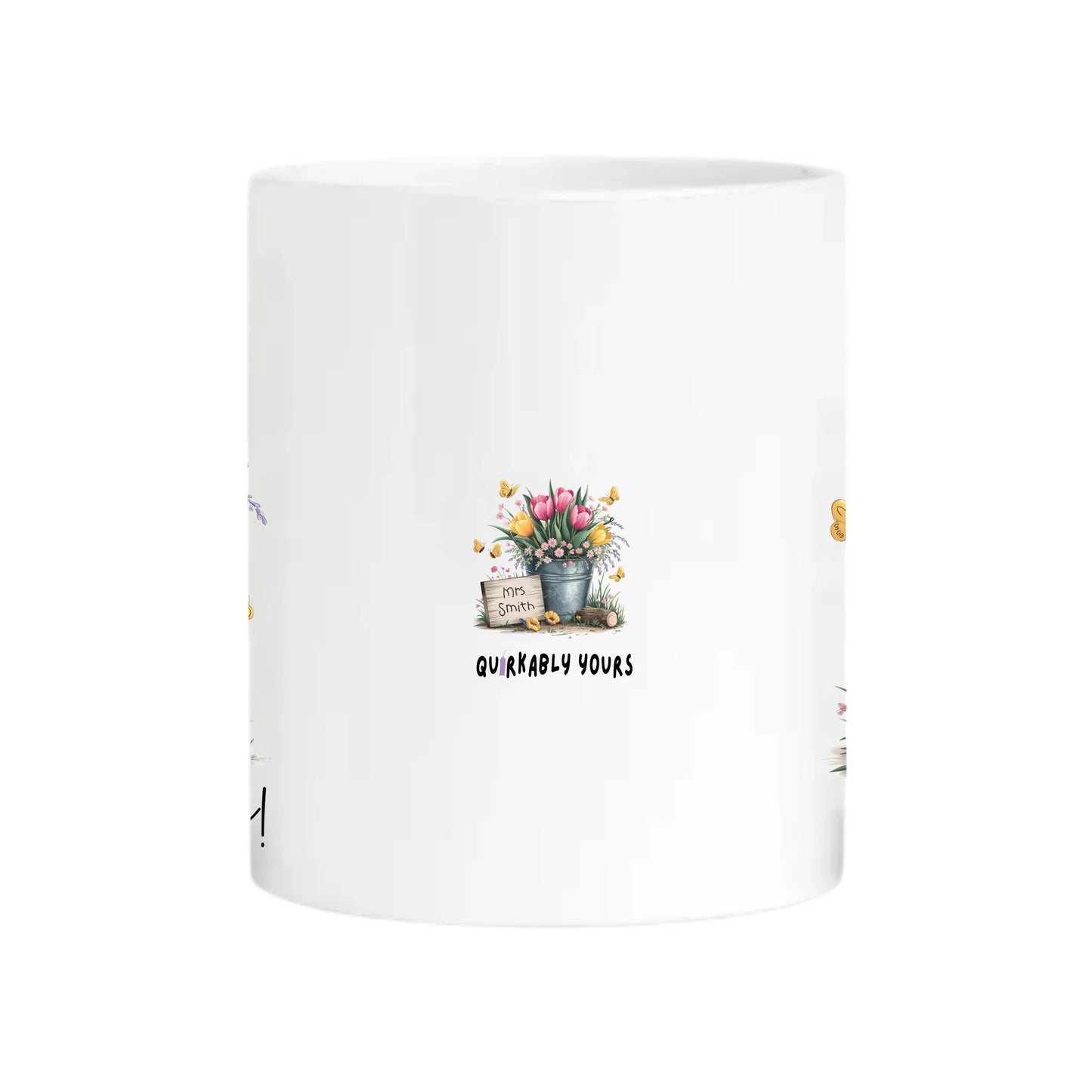 Teacher appreciation floral mug with name