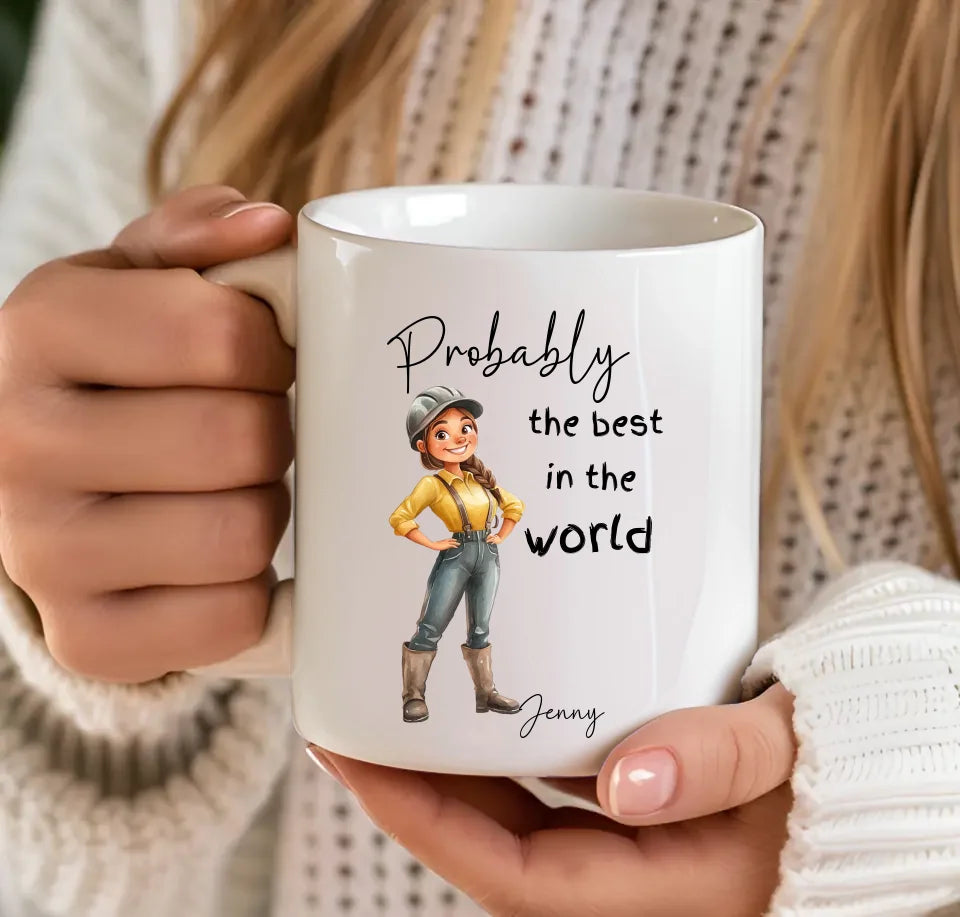 lady in boots and braces mug
