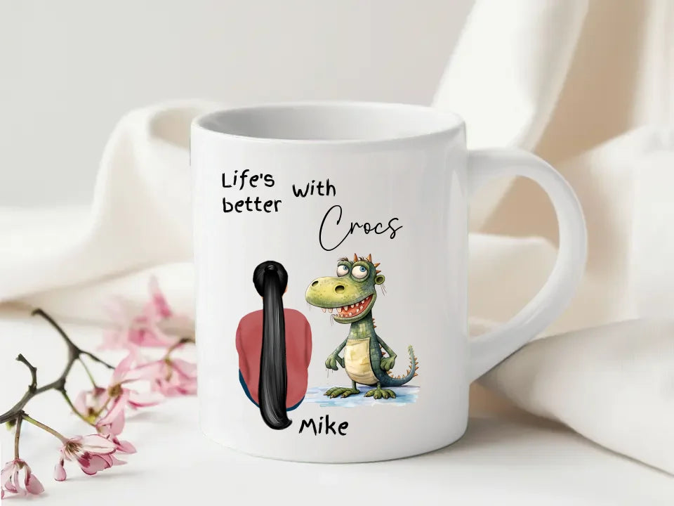 Fun croc-themed gift mug for animal lovers