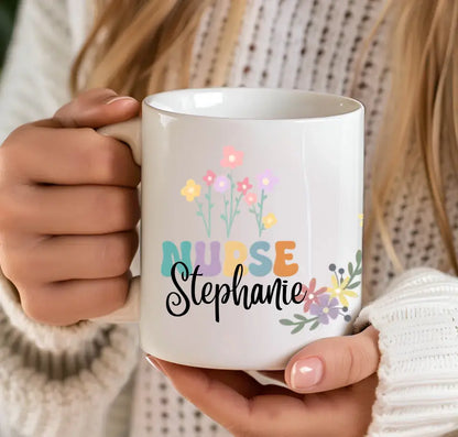 Flower Garden Personalised Nurse Mug