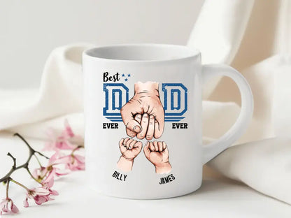 Personalised Dad Mug with Custom Fists and Photo