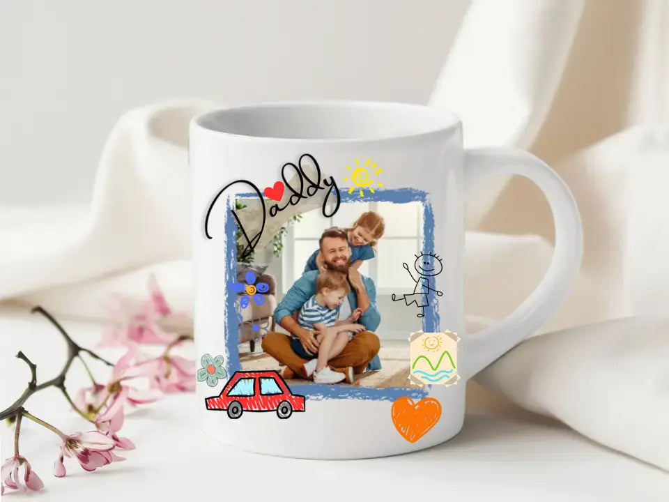 White ceramic mug with 'Best Dad Ever' design