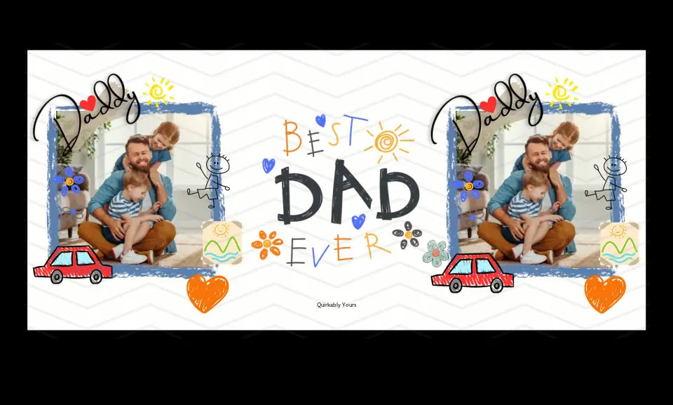 Mug for dads with personalised photo and cute drawings design