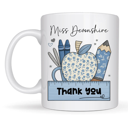 Blue & Personalized Thank You Teacher Mug