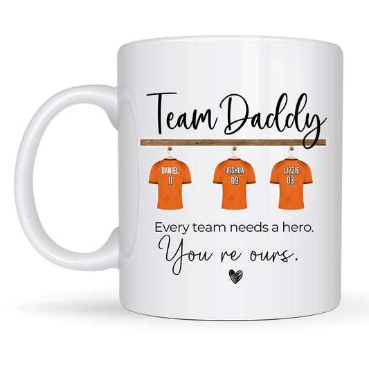 Custom team mug with football shirt design