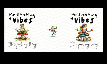 Green frog in lotus pose meditating mug