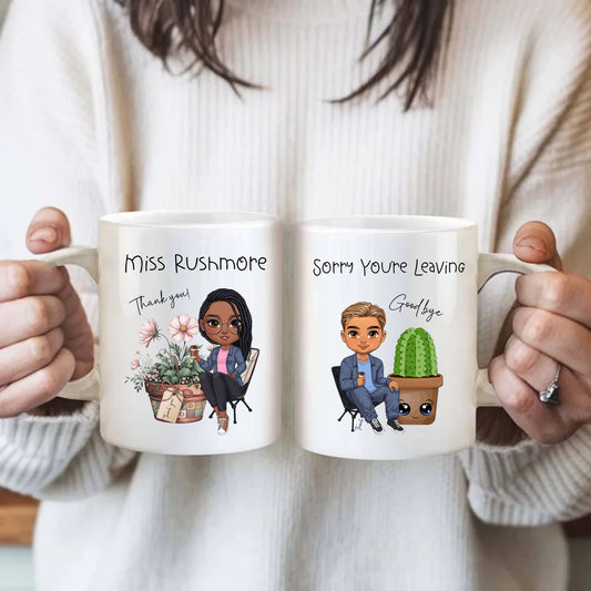 Personalized cartoon thank you mug for teacher