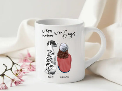 Mug featuring personalised dog breeds