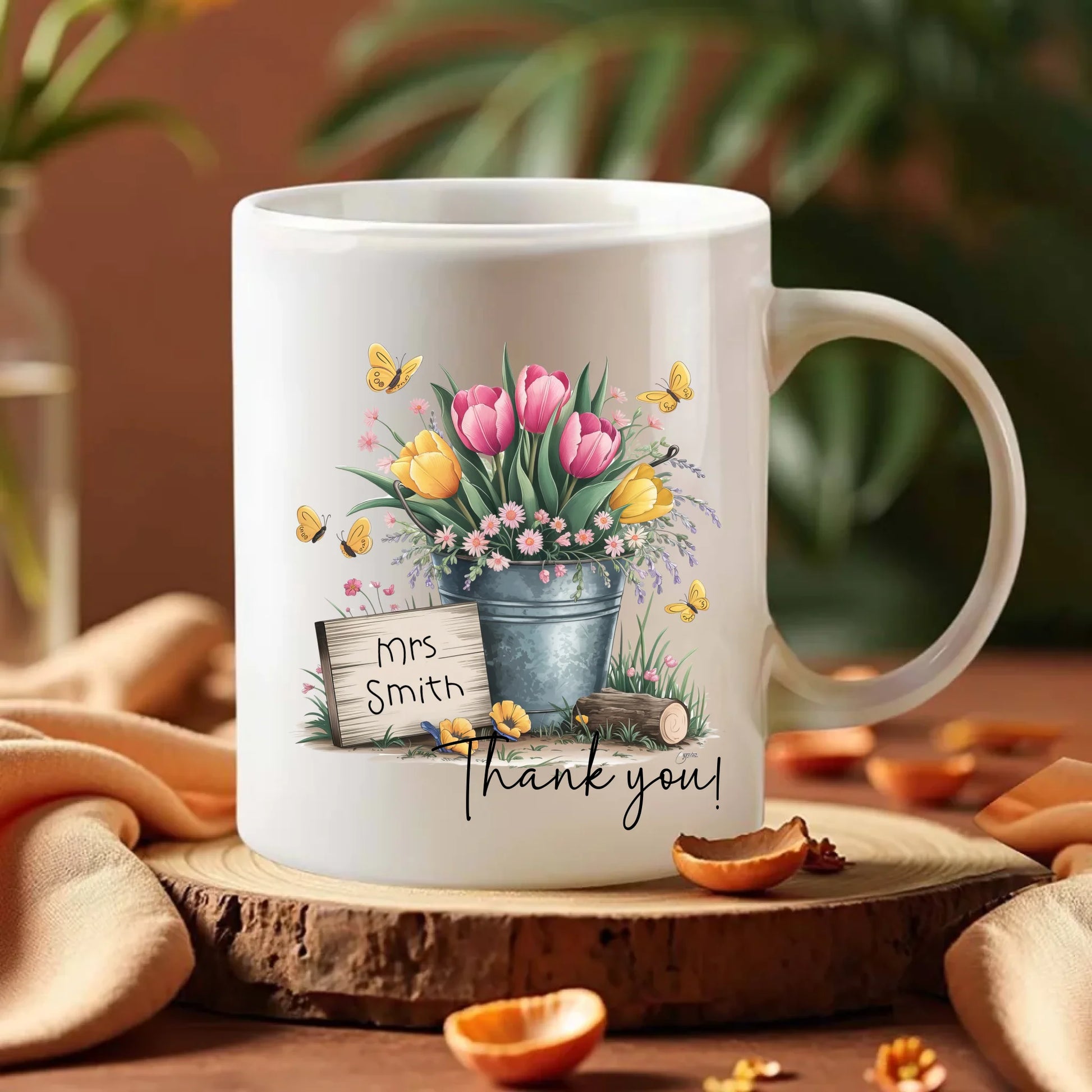 Custom good luck mug with flowers