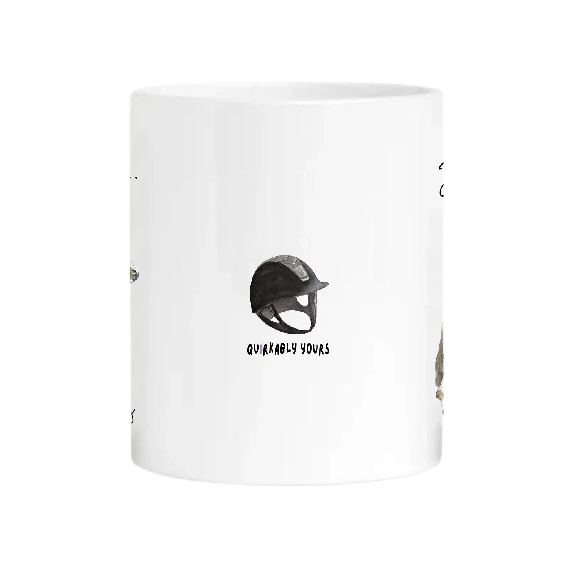 Mug with horse, boots and helmet