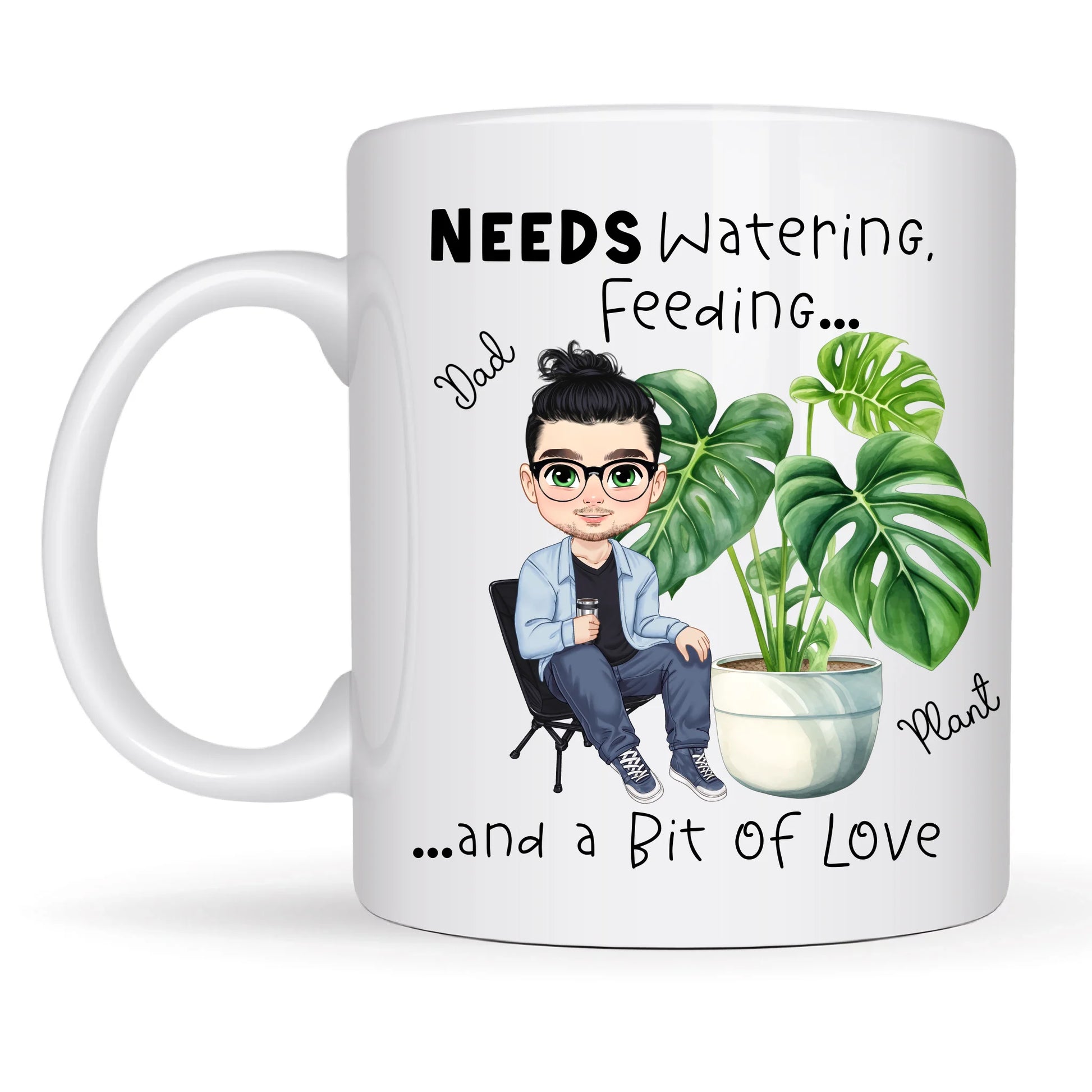 Funny plant parent gift mug – Needs watering and feeding