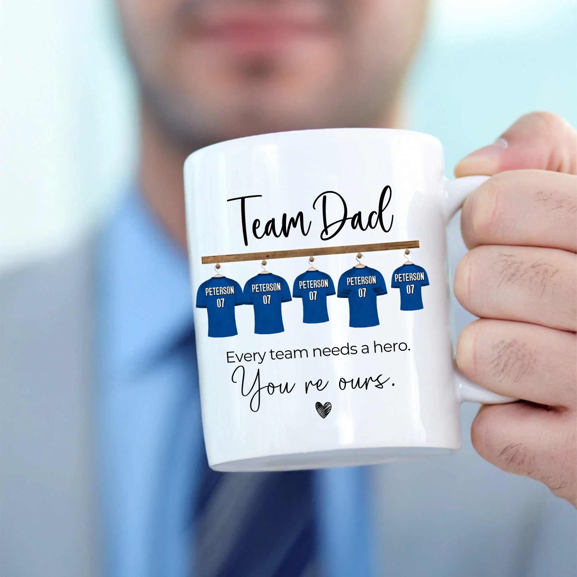 Personalised mug with names and shirt numbers
