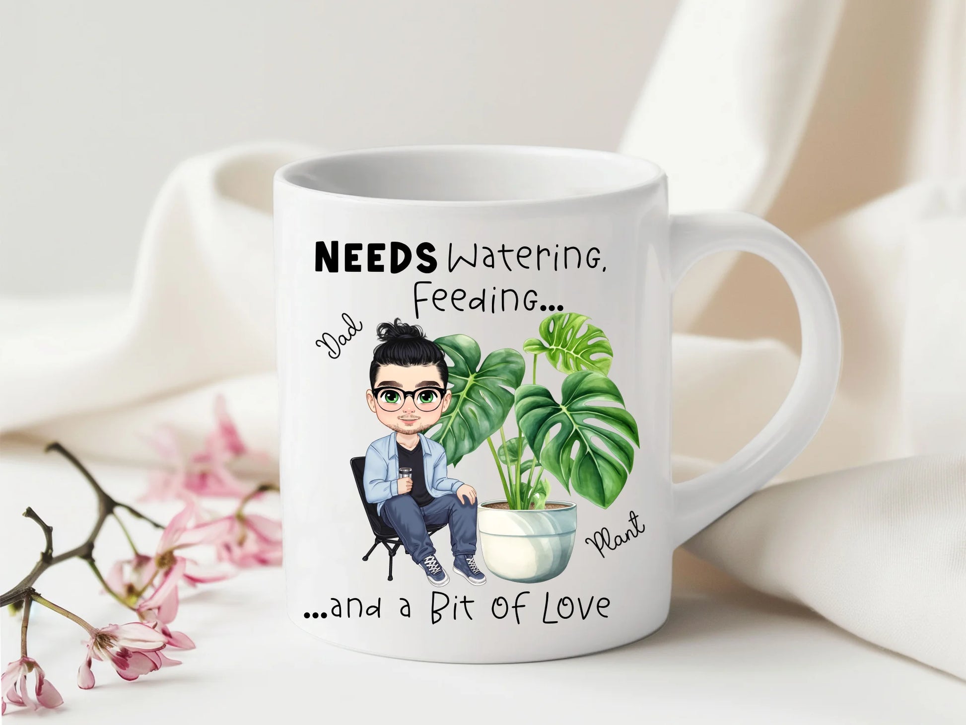 Green thumb mug with funny slogan