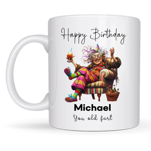 Personalised birthday mug with custom text