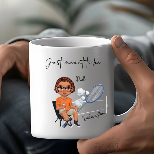 personalised badminton mug with racket