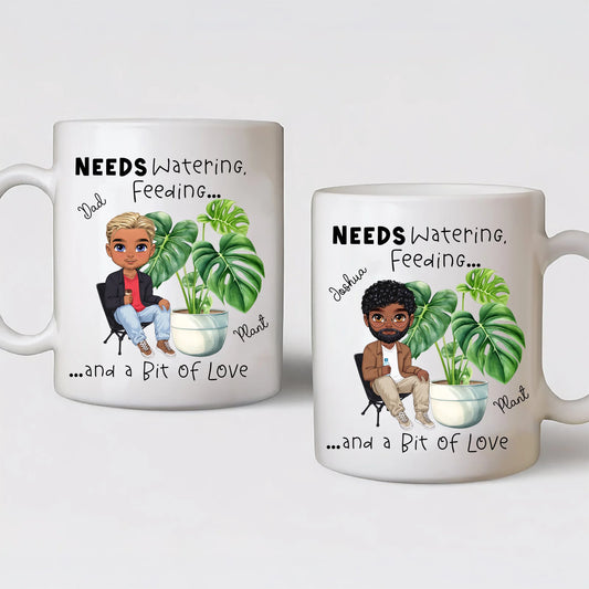 Personalised plant lover mug with custom chibi character