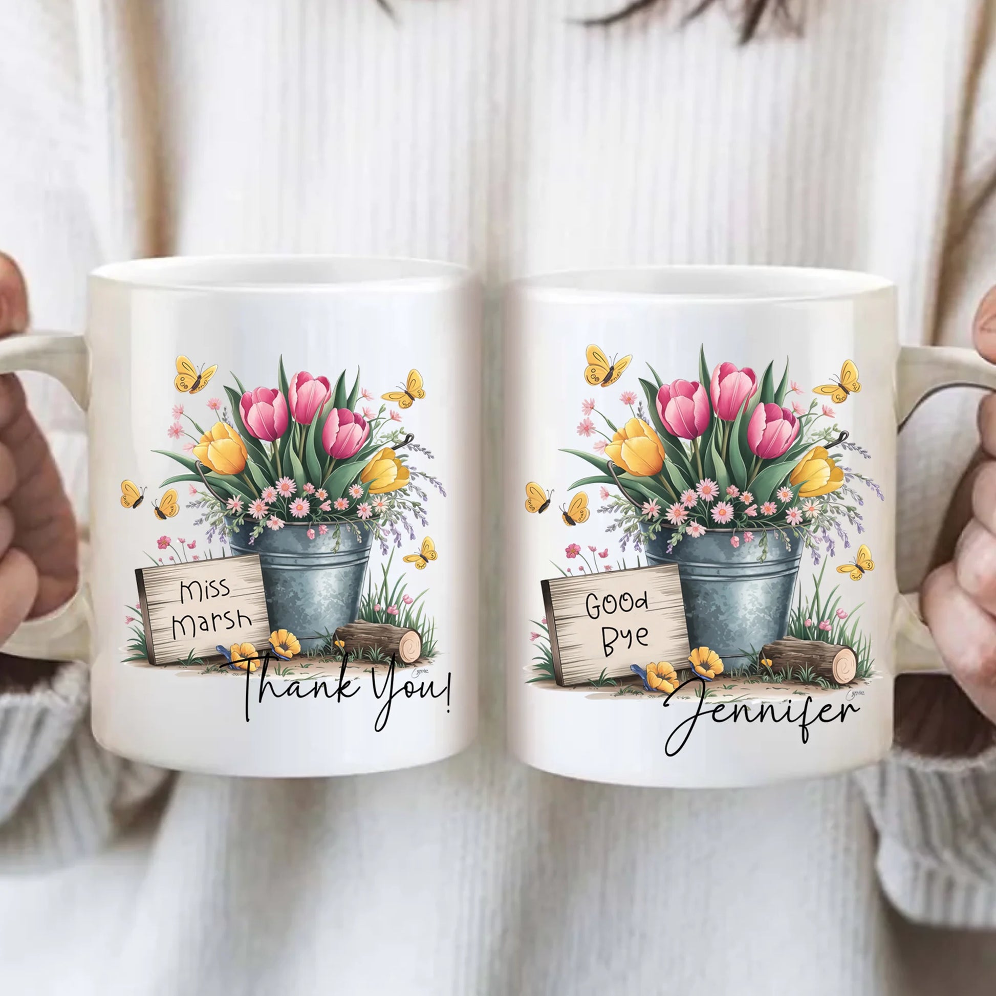 Personalized tulip mug gift for women