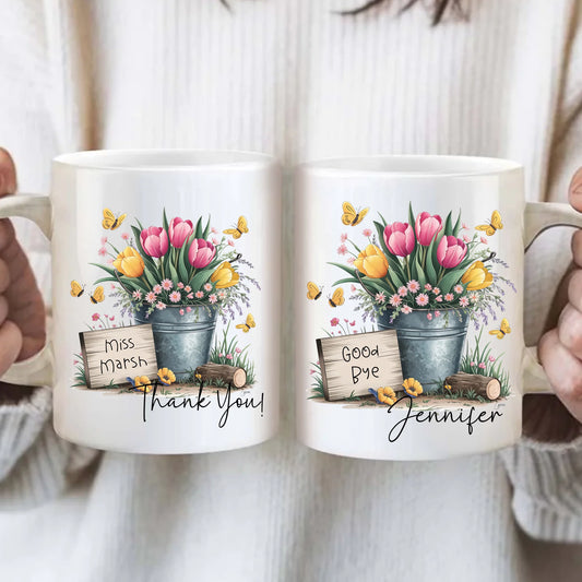 Personalized tulip mug gift for women
