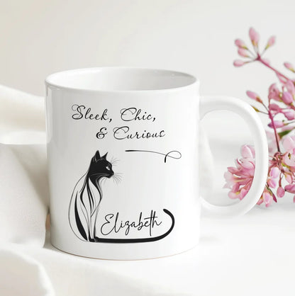Sleek Chic Curious Cat Mug