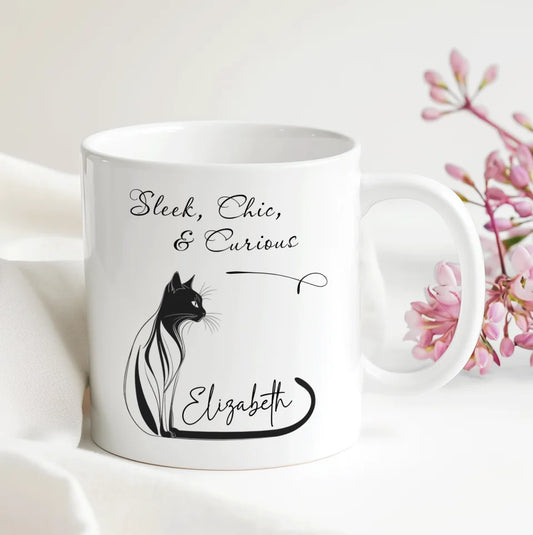 Sleek Chic Curious Cat Mug