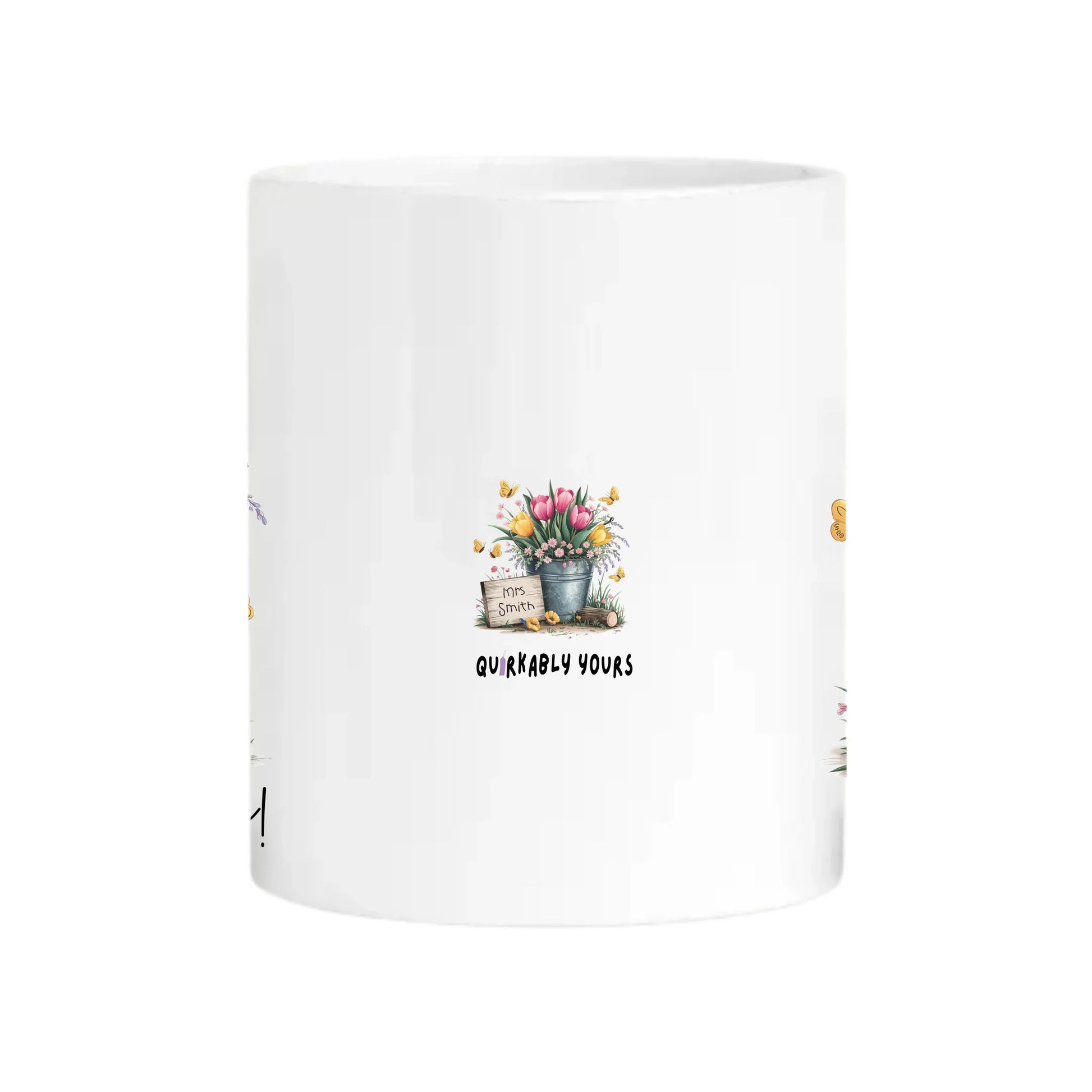 Teacher appreciation floral mug with name