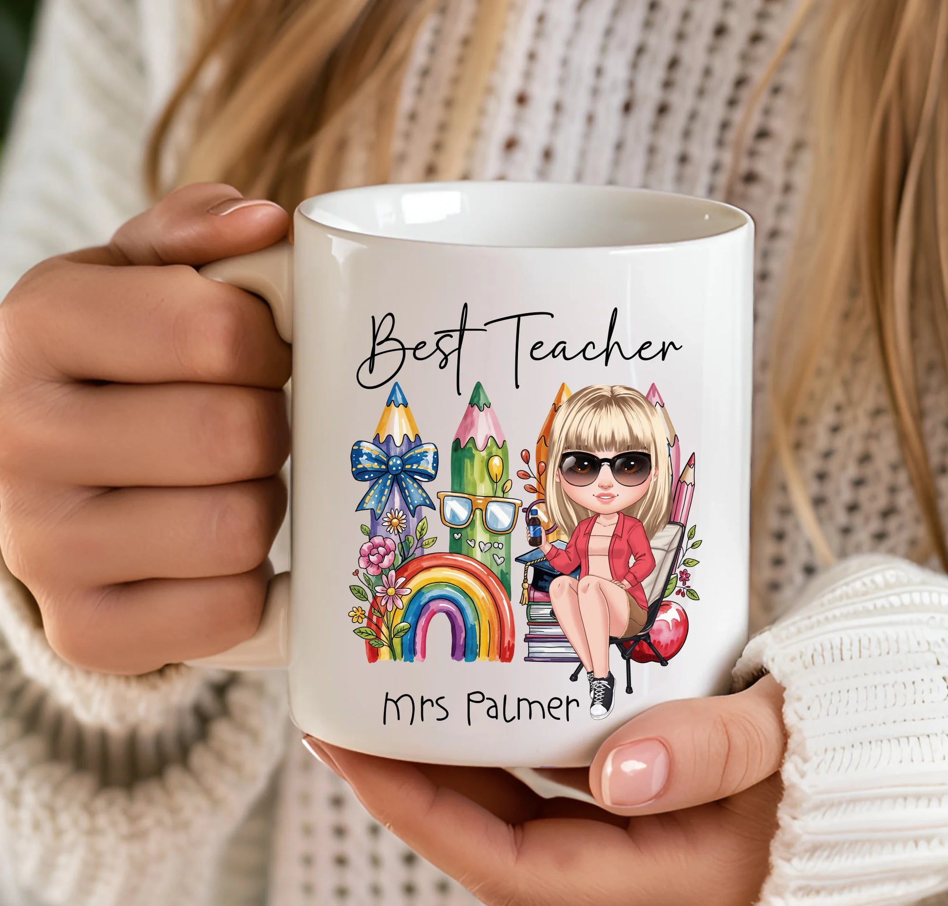 Bright teacher gift mug for coffee lovers