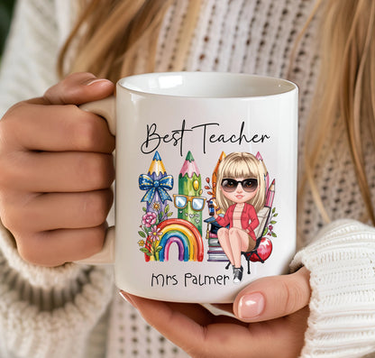 Bright teacher gift mug for coffee lovers
