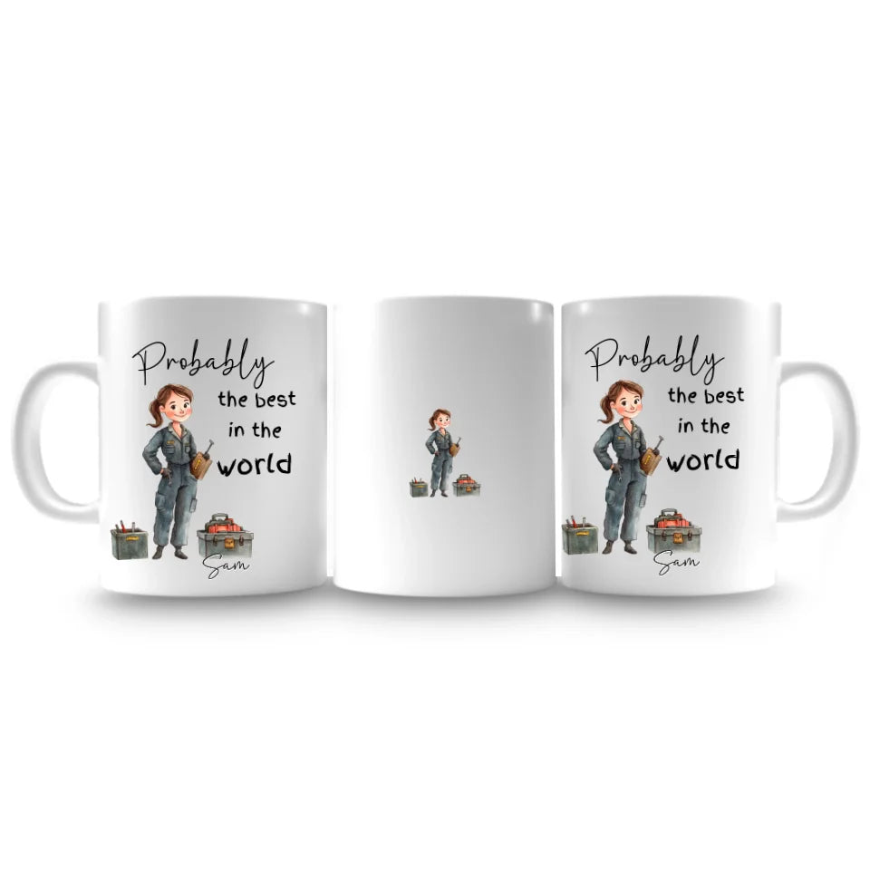 trades lady worker mug